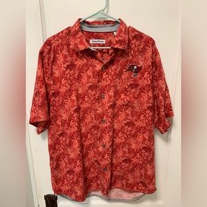 Tommy Bahama Tampa Bay Buccaneers Red Hawaiian Shirt - Men's Size Large